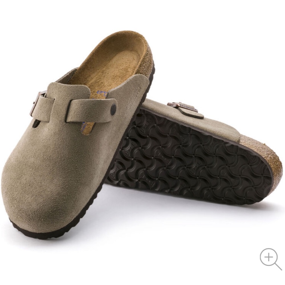 Birkenstock Boston taupe suede clogs